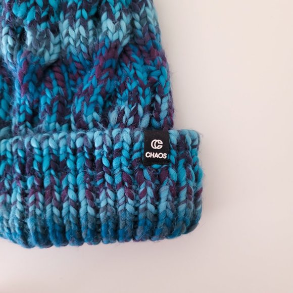 Blue Beanie Toque, Pompom Hat, Gloves, Scarf, Cable Knit Warm Matching Set - Picture 8 of 11